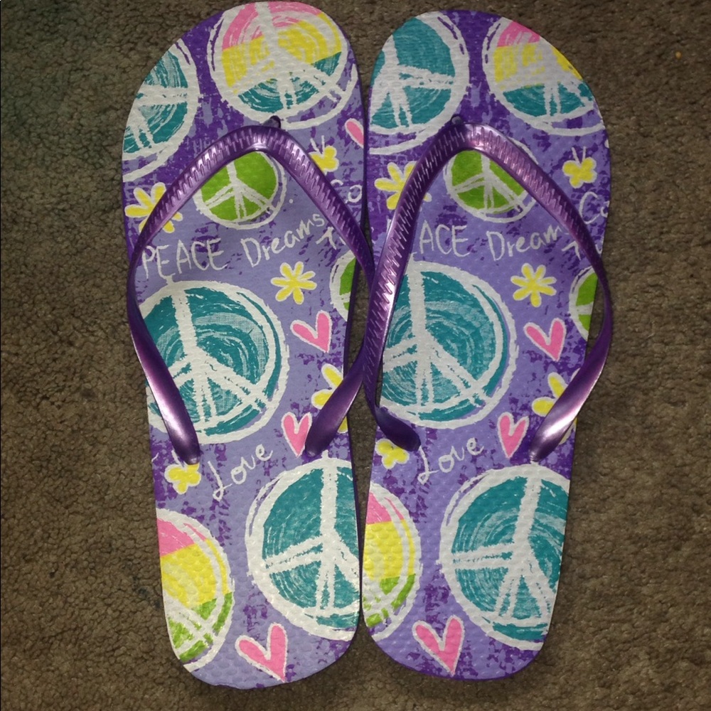 Purple colorful flip flops!